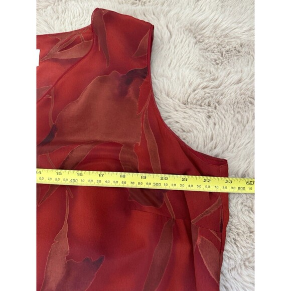 Vintage Maggie Mcnaughton Women Chiffon Maxi Dress Red Floral Print Boho Size 1X - Picture 7 of 8